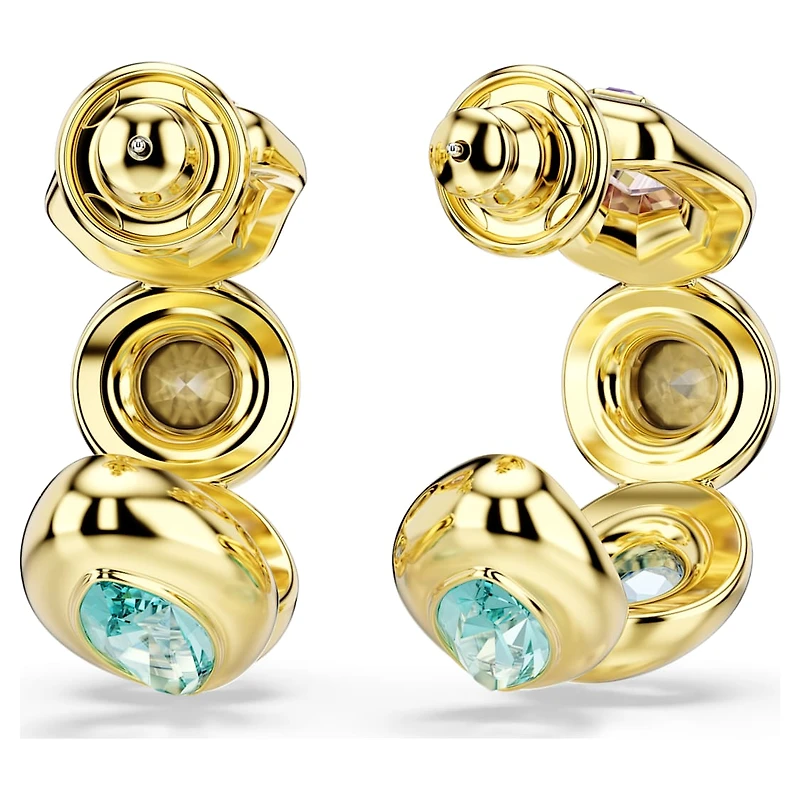 Gema hoop earrings, Mixed cuts, Multicoloured, Gold-tone plated by SWAROVSKI