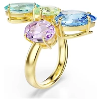 Gema cocktail ring, Mixed cuts, Multicoloured, Gold-tone plated by SWAROVSKI