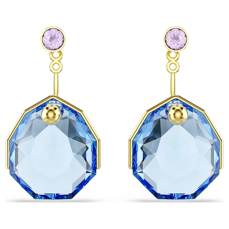 Gema earring jackets, Blue, Gold-tone plated by SWAROVSKI