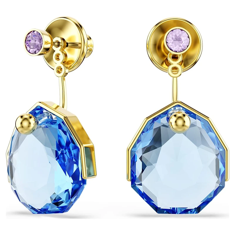 Gema earring jackets, Blue, Gold-tone plated by SWAROVSKI
