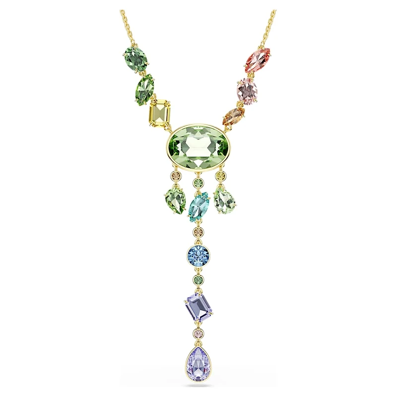 Gema Y necklace, Mixed cuts, Multicoloured, Gold-tone plated by SWAROVSKI