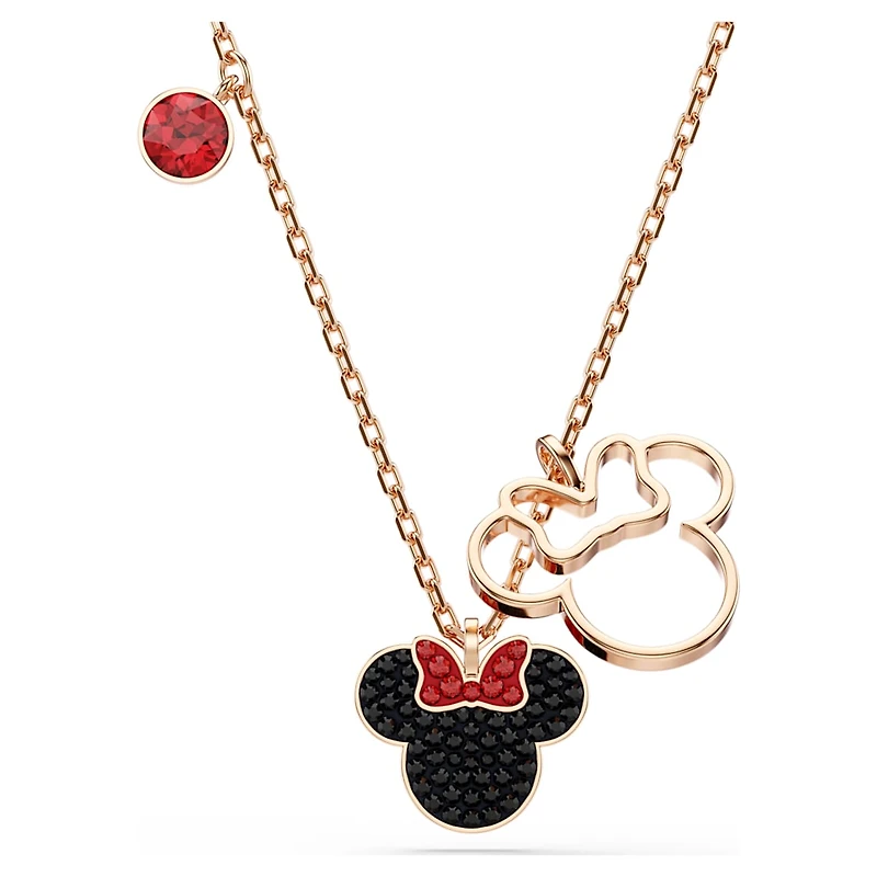 Mickey & Minnie pendant, Multicoloured, Rose gold-tone plated by SWAROVSKI