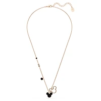 Mickey & Minnie pendant, Black, Rose gold-tone plated by SWAROVSKI
