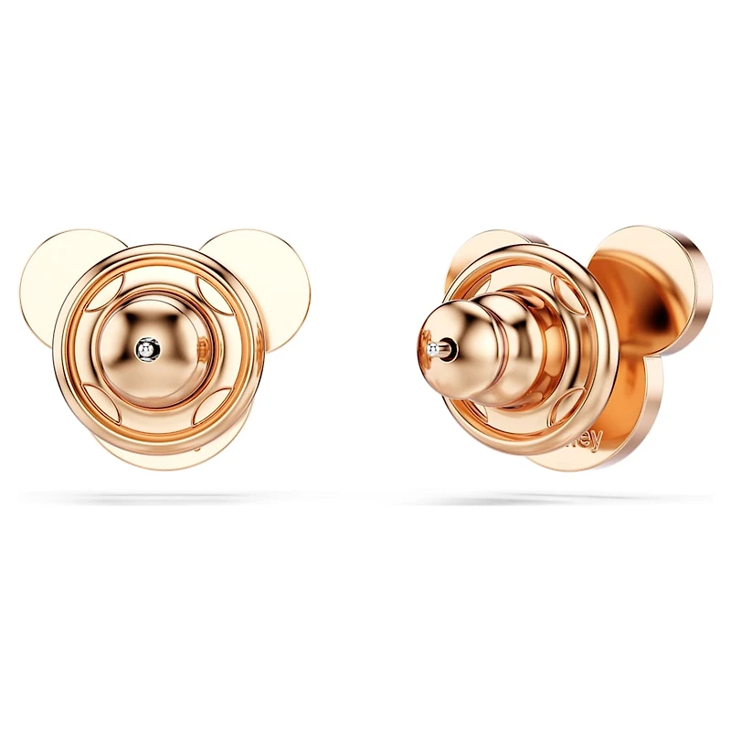 Mickey & Minnie stud earrings, Black, Rose gold-tone plated by SWAROVSKI