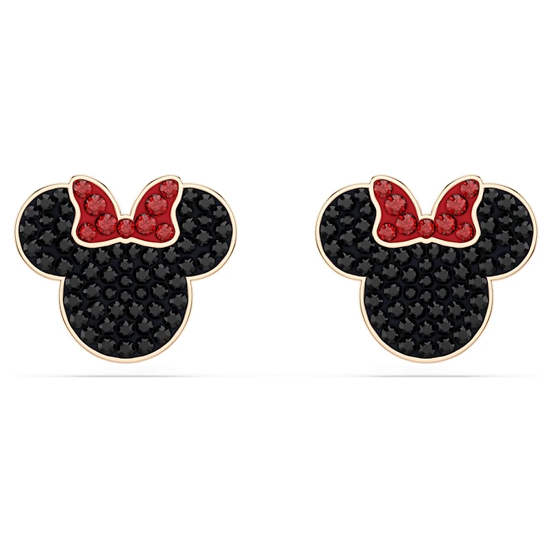 Mickey & Minnie stud earrings, Multicoloured, Rose gold-tone plated by SWAROVSKI