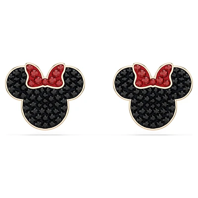 Mickey & Minnie stud earrings, Multicoloured, Rose gold-tone plated by SWAROVSKI