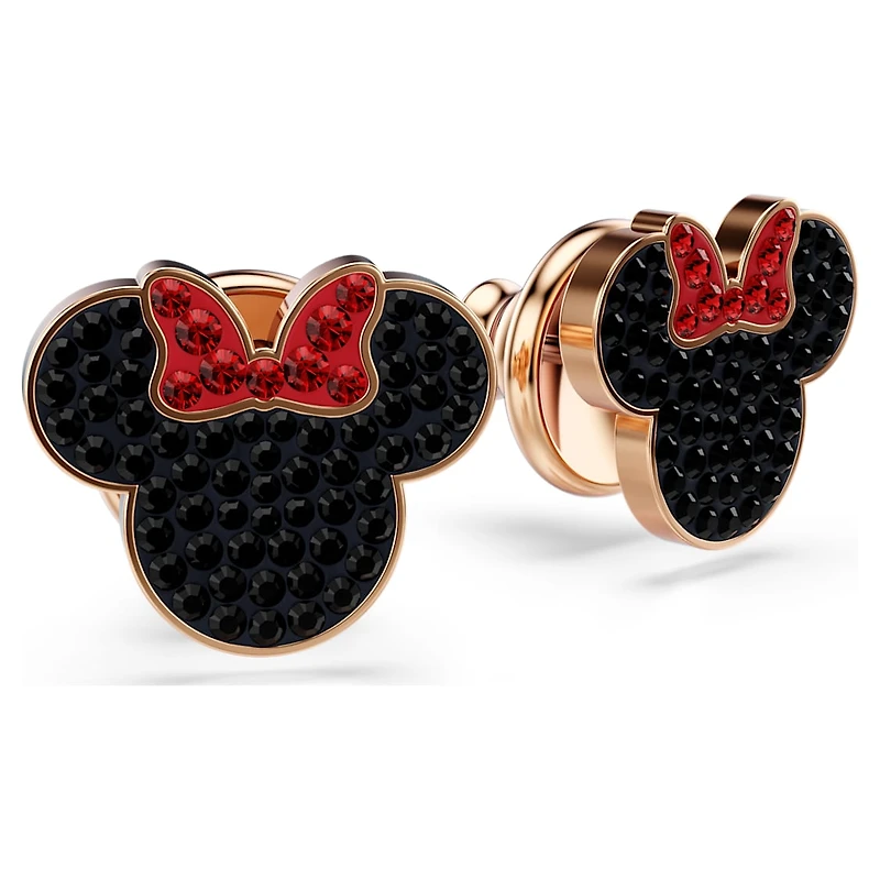 Mickey & Minnie stud earrings, Multicolored, Rose gold-tone plated by SWAROVSKI