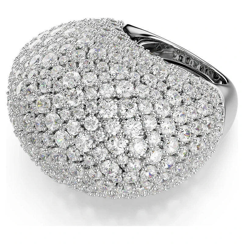 Sublima cocktail ring, Large, White, Rhodium plated by SWAROVSKI