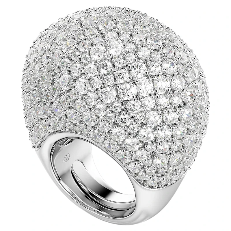 Sublima cocktail ring, Large, White, Rhodium plated by SWAROVSKI