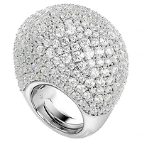 Sublima cocktail ring, Large, White, Rhodium plated by SWAROVSKI