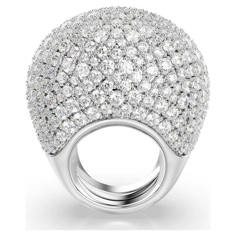 Sublima cocktail ring, Large, White, Rhodium plated by SWAROVSKI