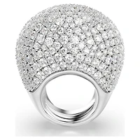 Sublima cocktail ring, Large, White, Rhodium plated by SWAROVSKI