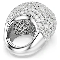Sublima cocktail ring, Large, White, Rhodium plated by SWAROVSKI