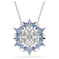 Magic pendant and brooch, Snowflake, Blue, Rhodium plated by SWAROVSKI