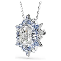 Magic pendant and brooch, Snowflake, Blue, Rhodium plated by SWAROVSKI