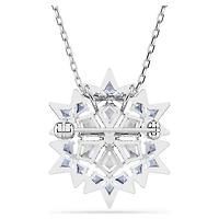 Magic pendant and brooch, Snowflake, Blue, Rhodium plated by SWAROVSKI