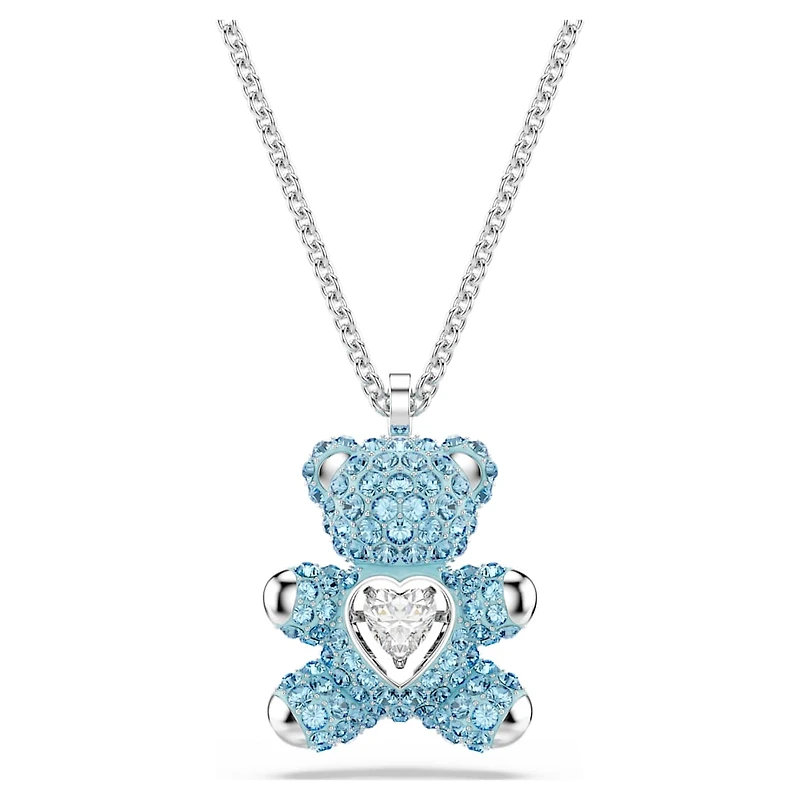 Teddy pendant, Bear, Blue, Rhodium plated by SWAROVSKI