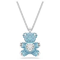 Teddy pendant, Bear, Blue, Rhodium plated by SWAROVSKI