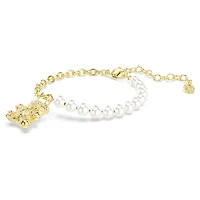 Idyllia bracelet, Crystal pearl, Round cut, Teddy, Gold tone, Gold-tone plated by SWAROVSKI