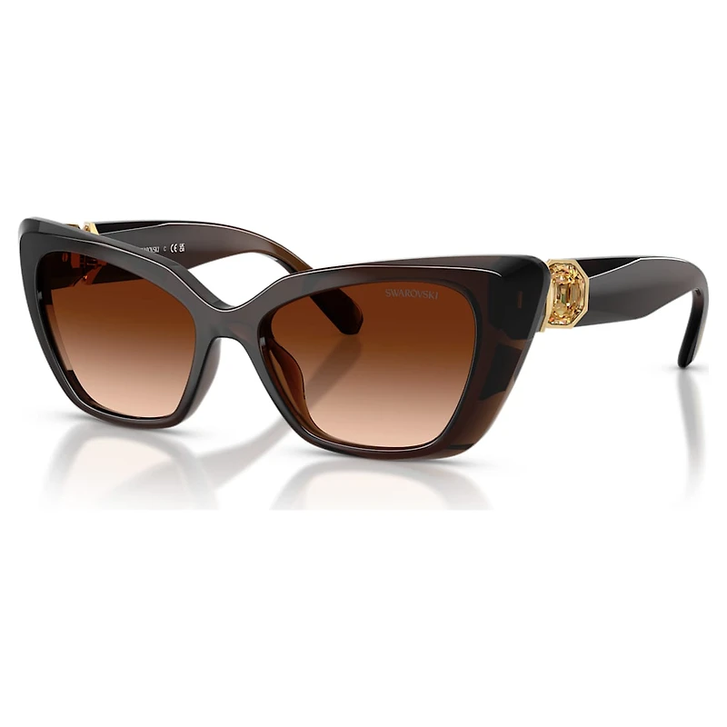 Sunglasses, Cat-Eye shape, SK6047, Dark brown by SWAROVSKI