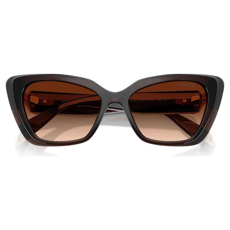 Sunglasses, Cat-eye shape, SK6047, Dark brown by SWAROVSKI