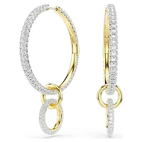Dextera hoop earrings, Round cut, White, Gold-tone plated by SWAROVSKI