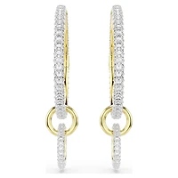 Dextera hoop earrings, Round cut, White, Gold-tone plated by SWAROVSKI