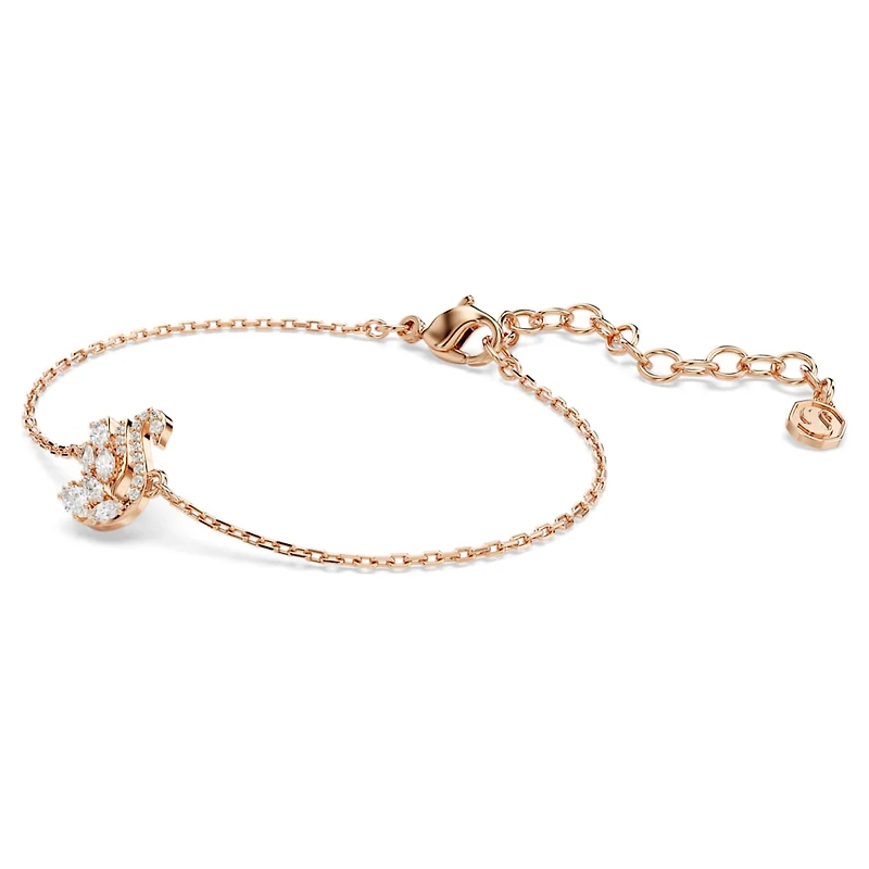 Swan bracelet, Mixed cuts, Swan, White, Rose gold-tone plated by SWAROVSKI