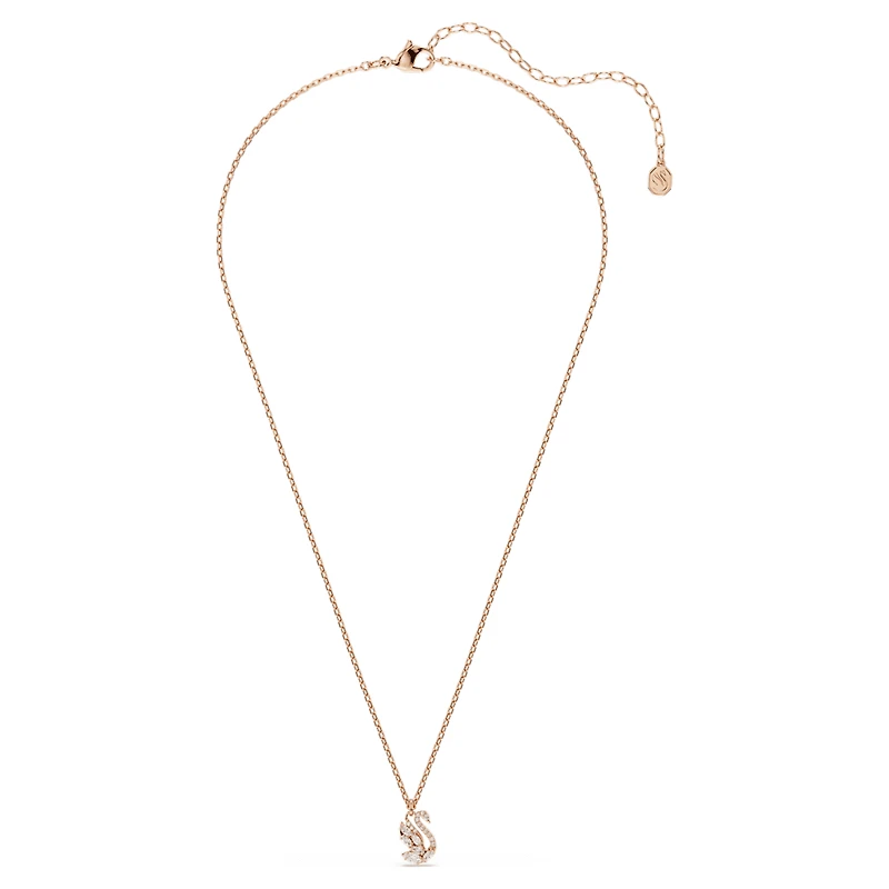 Swan pendant, Mixed cuts, Swan, White, Rose gold-tone plated by SWAROVSKI