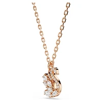 Swan pendant, Mixed cuts, Swan, White, Rose gold-tone plated by SWAROVSKI