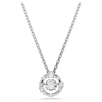 Constella pendant, Round cut, Dancing stone, White, Rhodium plated by SWAROVSKI