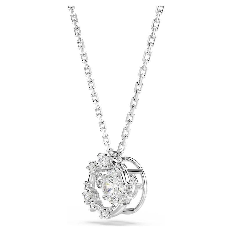 Constella pendant, Round cut, Dancing stone, White, Rhodium plated by SWAROVSKI