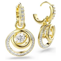 Hyperbola drop earrings, Round cut, White, Gold-tone plated by SWAROVSKI