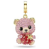 Idyllia charm, Mixed cuts, Teddy, Pink, Gold-tone plated by SWAROVSKI