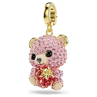 Idyllia charm, Mixed cuts, Teddy, Pink, Gold-tone plated by SWAROVSKI