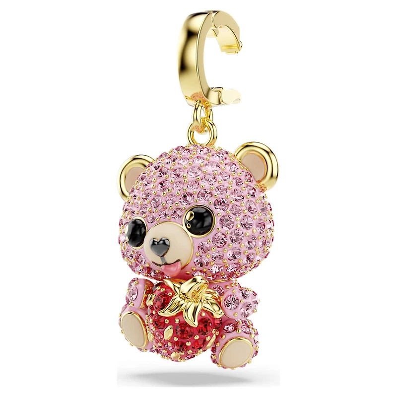 Idyllia charm, Mixed cuts, Teddy, Pink, Gold-tone plated by SWAROVSKI