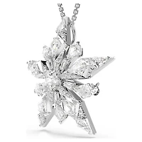 Idyllia pendant and brooch, Star, White, Rhodium plated by SWAROVSKI