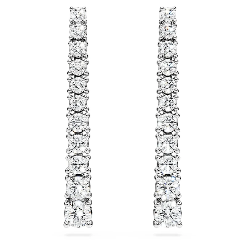 Eternity drop earrings, Lab-grown diamonds 1.3 ct tw, Round shape, 14K white gold by SWAROVSKI