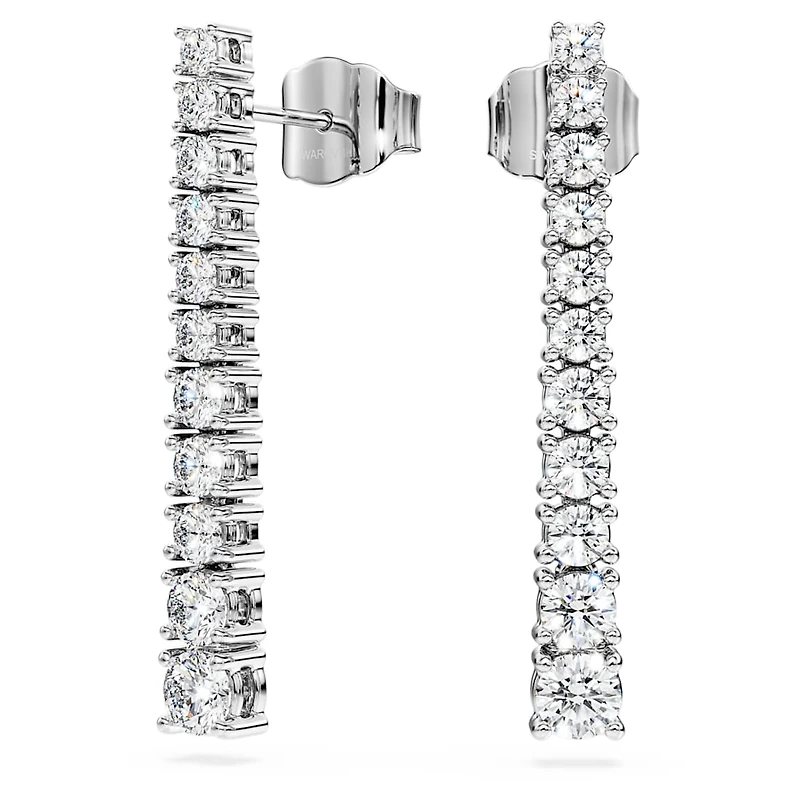 Eternity drop earrings, Lab-grown diamonds 1.3 ct tw, Round shape, 14K white gold by SWAROVSKI