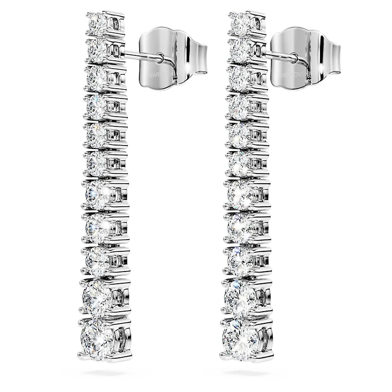 Eternity drop earrings, Lab-grown diamonds 1.3 ct tw, Round shape, 14K white gold by SWAROVSKI