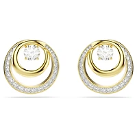 Hyperbola stud earrings, Round cut, White, Gold-tone plated by SWAROVSKI