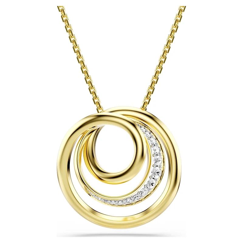 Hyperbola necklace, Round cut, White, Gold-tone plated by SWAROVSKI