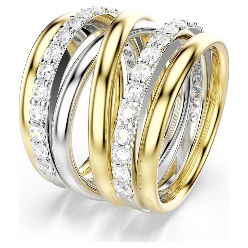 Hyperbola cocktail ring, Round cut, White, Mixed metal finish by SWAROVSKI