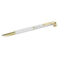 Crystalline ballpoint pen, Horseshoe, White, White lacquered, gold-tone plated by SWAROVSKI