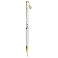Crystalline ballpoint pen, Horseshoe, White, White lacquered, gold-tone plated by SWAROVSKI