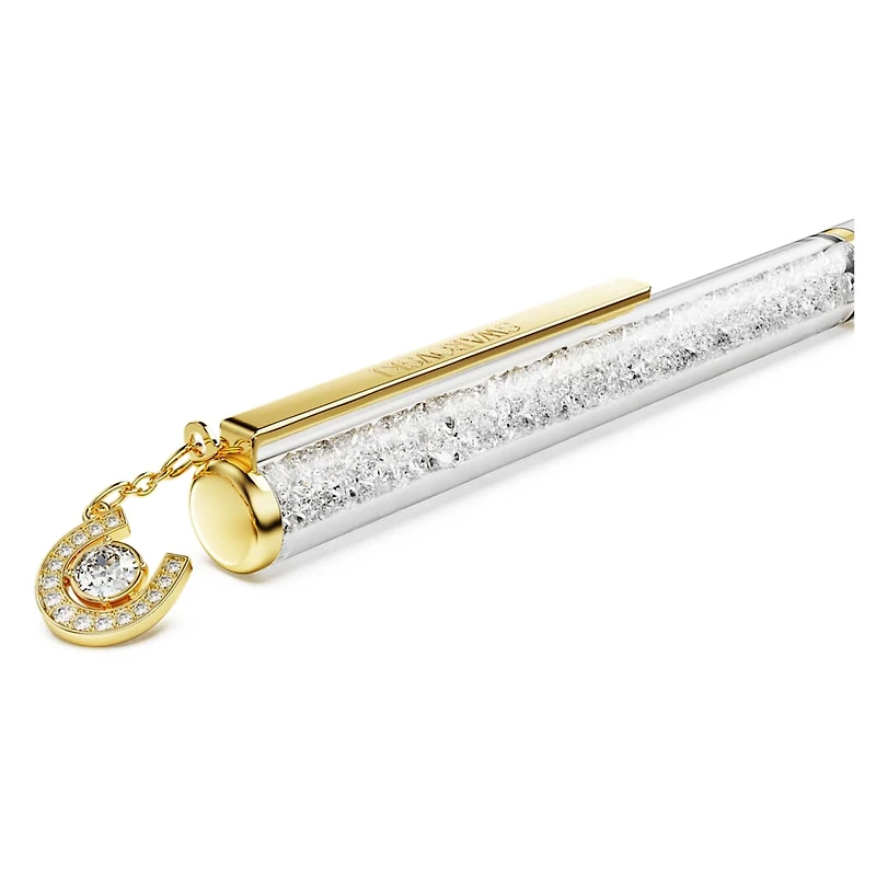 Crystalline ballpoint pen, Horseshoe, White, White lacquered, gold-tone plated by SWAROVSKI