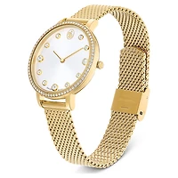 Clarica watch, Swiss Made, Metal bracelet, Gold tone, Gold-tone finish by SWAROVSKI