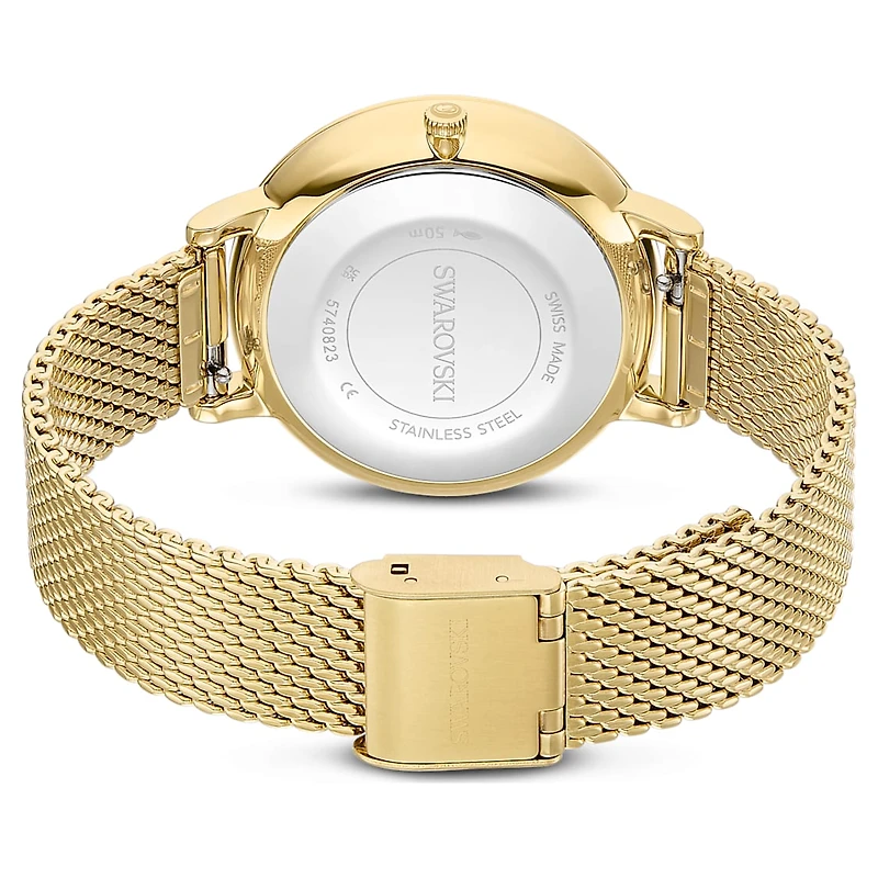 Clarica watch, Swiss Made, Metal bracelet, Gold tone, Gold-tone finish by SWAROVSKI