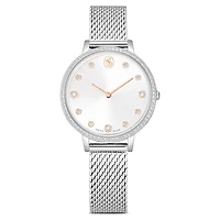 Clarica watch, Swiss Made, Metal bracelet, Silver Tone, Stainless steel by SWAROVSKI