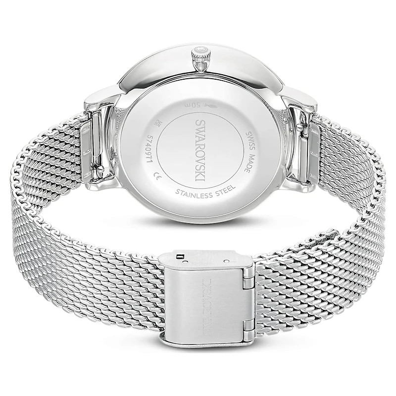 Clarica watch, Swiss Made, Metal bracelet, Silver tone, Stainless steel by SWAROVSKI